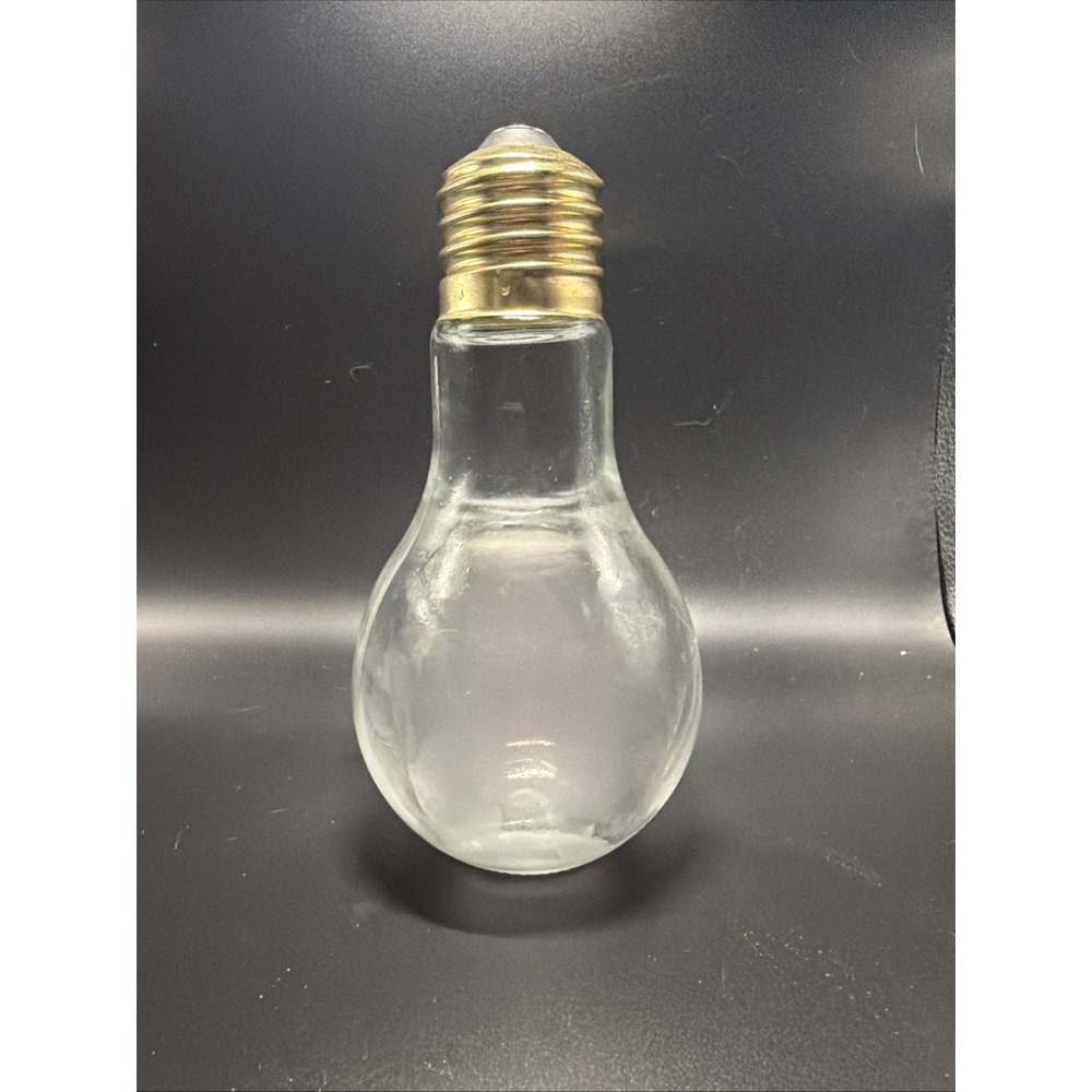 Large LIGHT BULB shape 7" tall CLEAR GLASS BOTTLE Jar + Screw on Top Cap 13.3 oz